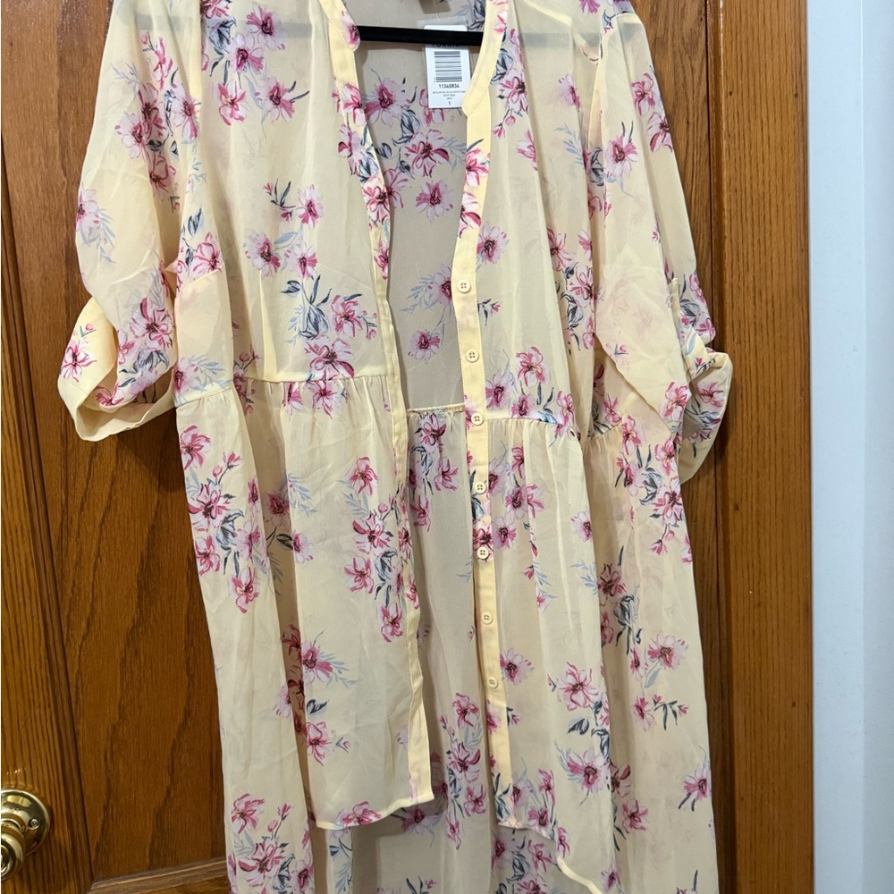 Torrid Yellow Floral Button Down Shirt